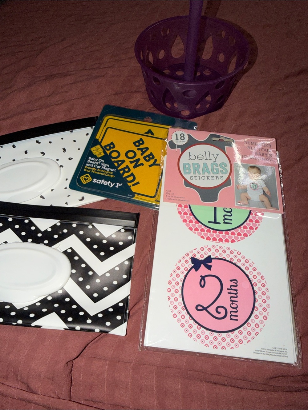 BABY BUNDLE Belly Brags Pink Monthly Milestone Stickers - Baby Photo Stickers